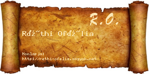 Réthi Ofélia névjegykártya